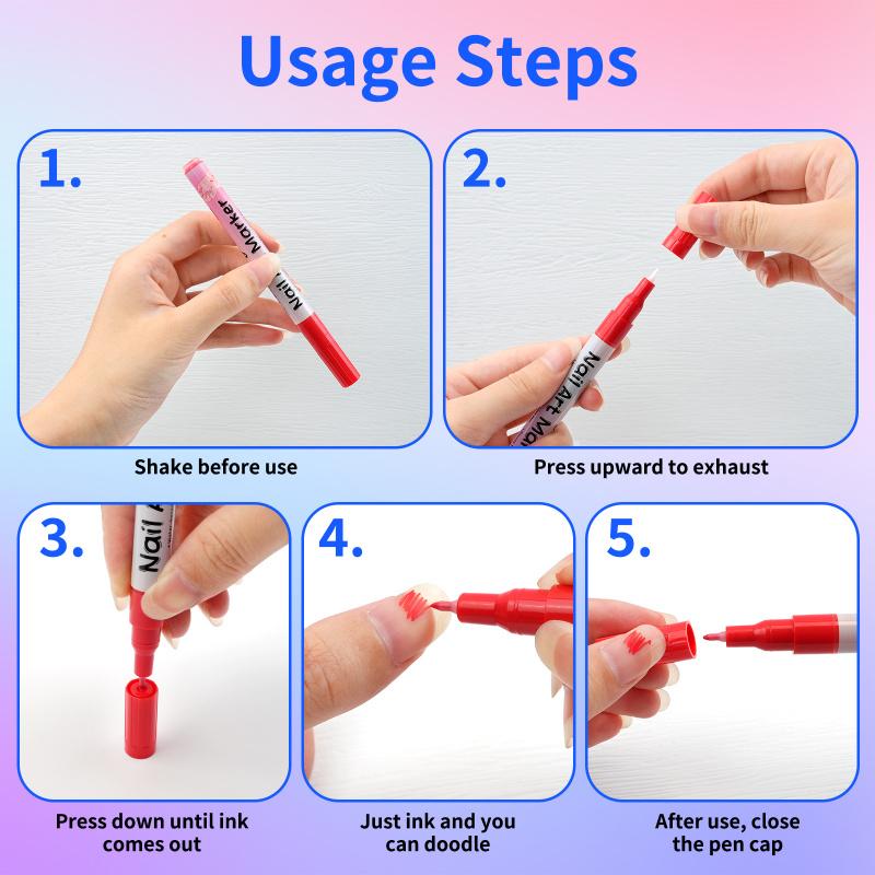 Nail Art Marker Set (12/24 Colors) – Waterproof DIY Nail Pens with Precision Tips for Easy Nail Design