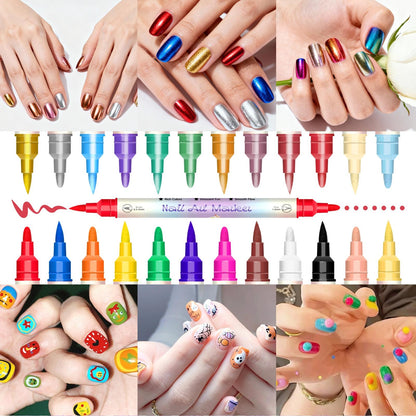 Nail Art Marker Set (12/24 Colors) – Waterproof DIY Nail Pens with Precision Tips for Easy Nail Design