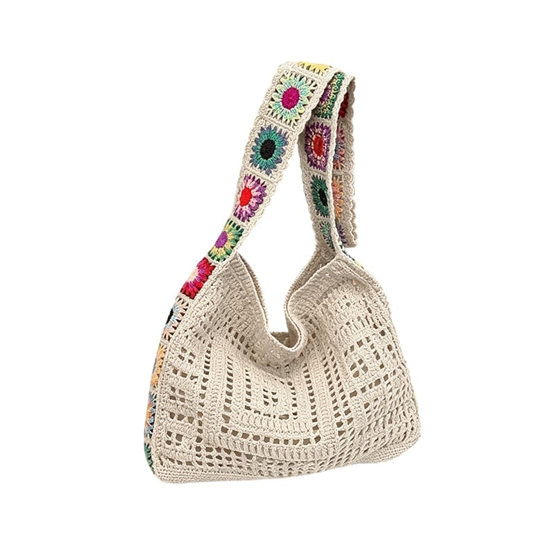 Casual Hollow Knit Tote Bag – Large Capacity Woven Shoulder Bag