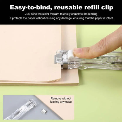 📎 Portable Binder Clip Stapler + 100 Clips – Non-Destructive Paper Clamp Dispenser for Office, Home & School 🏫✏️