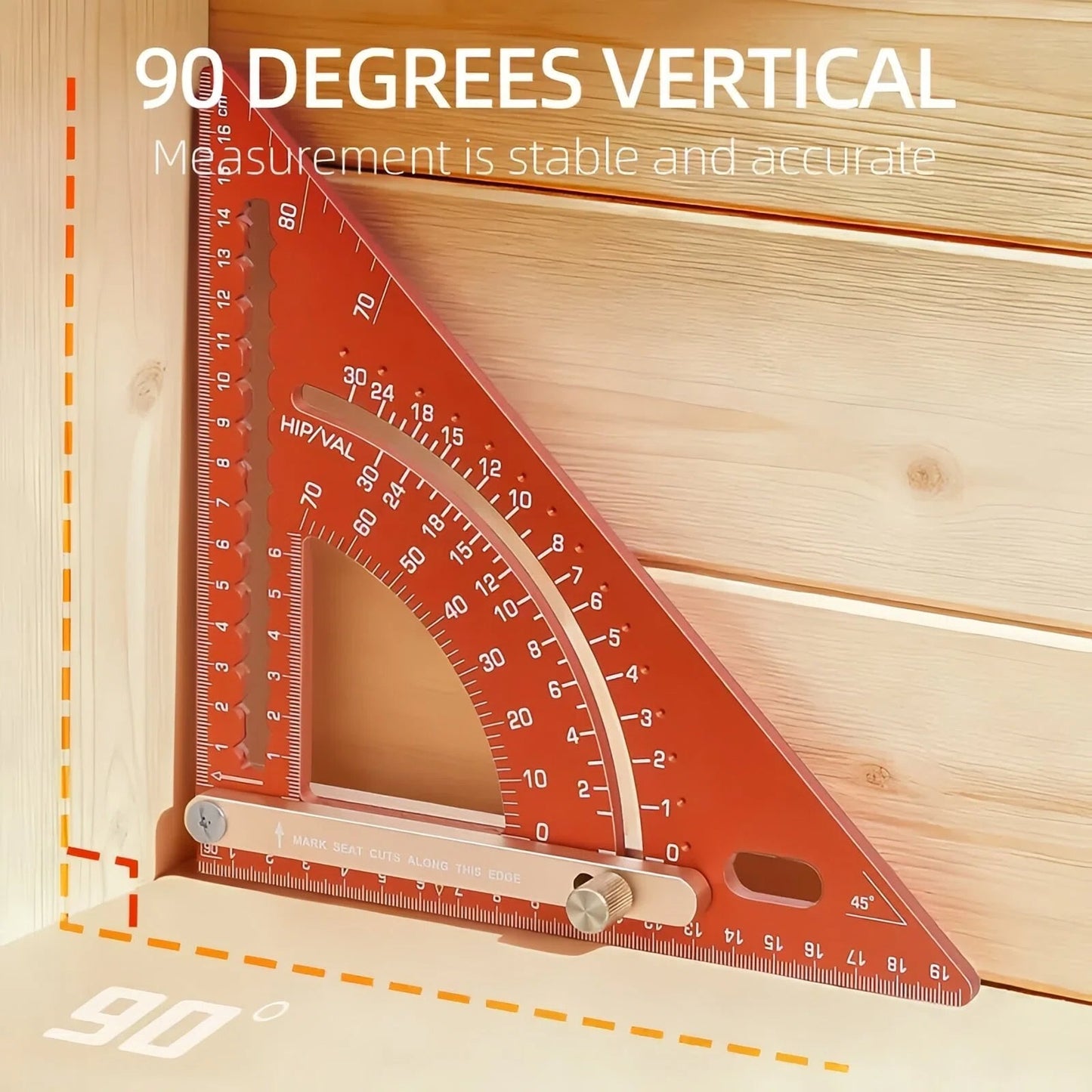 Multifunctional Woodworking Triangle Ruler - Heavy Duty Aluminum Alloy Speed Square with Adjustable Positioning Block & Protractor for Carpentry