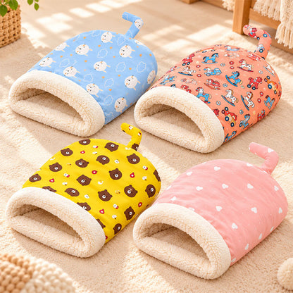 🐱 Plush Self-Warming Pet Sleeping Bag & Cave Bed