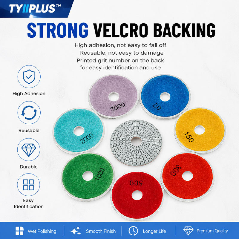 TYIIPLUS™ Bowl-Shaped Diamond Polishing Pads | Single Pad & 7PCS Set for Granite, Marble, Quartz & Stone Wet Polishing