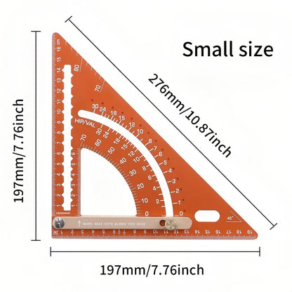 Multifunctional Woodworking Triangle Ruler - Heavy Duty Aluminum Alloy Speed Square with Adjustable Positioning Block & Protractor for Carpentry