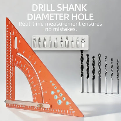 Multifunctional Woodworking Triangle Ruler - Heavy Duty Aluminum Alloy Speed Square with Adjustable Positioning Block & Protractor for Carpentry
