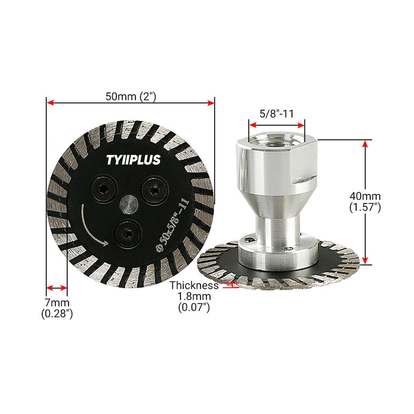 Professional 50mm (2") Diamond Grinding & Cutting Disc with RemovabIe FIange for Tile & Stone