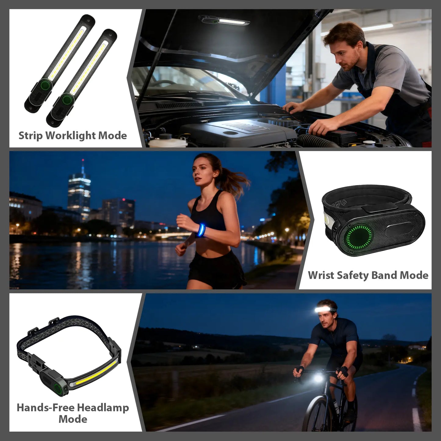Ultra-Flexible 3-in-1 LED Work Light: Motion Sensor, Magnetic Base & Wearable Light
