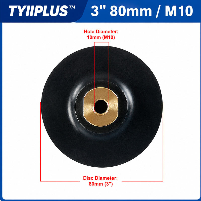 TYIIPLUS™ Rubber Backing Pad for Diamond Polishing Pads | M10/M14/M16 Hook & Loop Backing Plate for Stone Wet Polishing