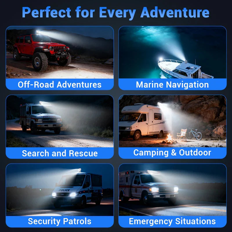 50W Remote Control 360° Rotating LED Searchlight