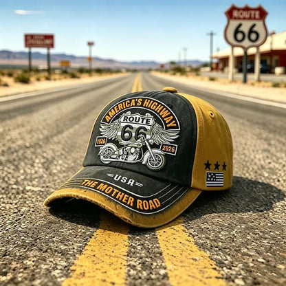 🏍️Retro US Route 66 100th Anniversary Art Printed Casual Baseball Cap - 100% Cotton