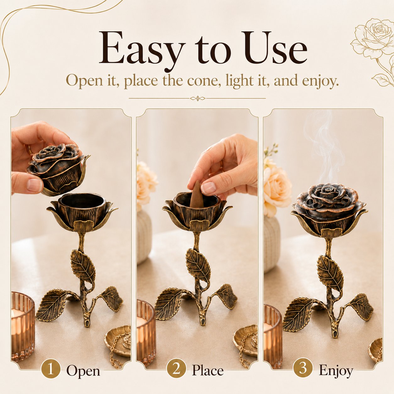 🌹Vintage Rose Incense Burner