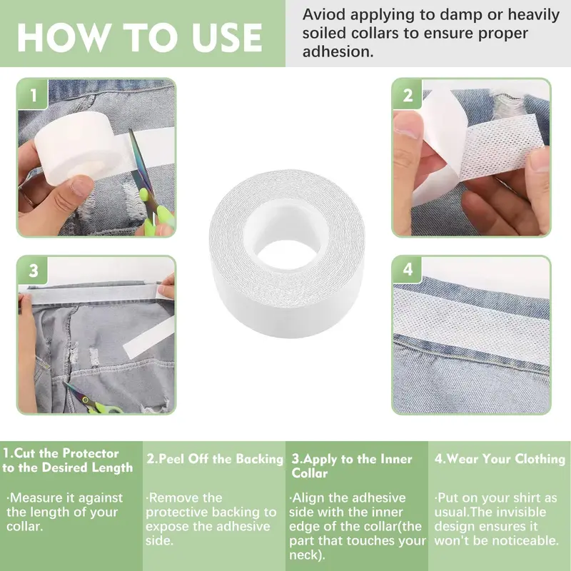 2 Rolls Invisible Sweat Pads & Collar Protectors for Shirts – Unisex Sweat Guard