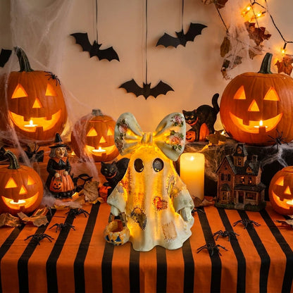 🍂👻 Lighted Vintage Patchwork Ghost