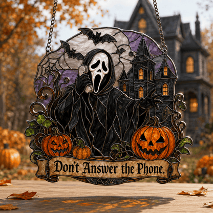 👻Premium Ghostface Scream Stained Glass Suncatcher Window Hanging Halloween Decor