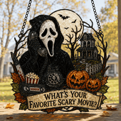 👻Premium Ghostface Scream Stained Glass Suncatcher Window Hanging Halloween Decor