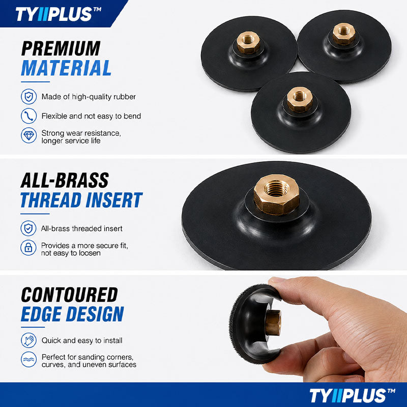 TYIIPLUS™ Rubber Backing Pad for Diamond Polishing Pads | M10/M14/M16 Hook & Loop Backing Plate for Stone Wet Polishing