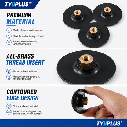 TYIIPLUS™ Rubber Backing Pad for Diamond Polishing Pads | M10/M14/M16 Hook & Loop Backing Plate for Stone Wet Polishing