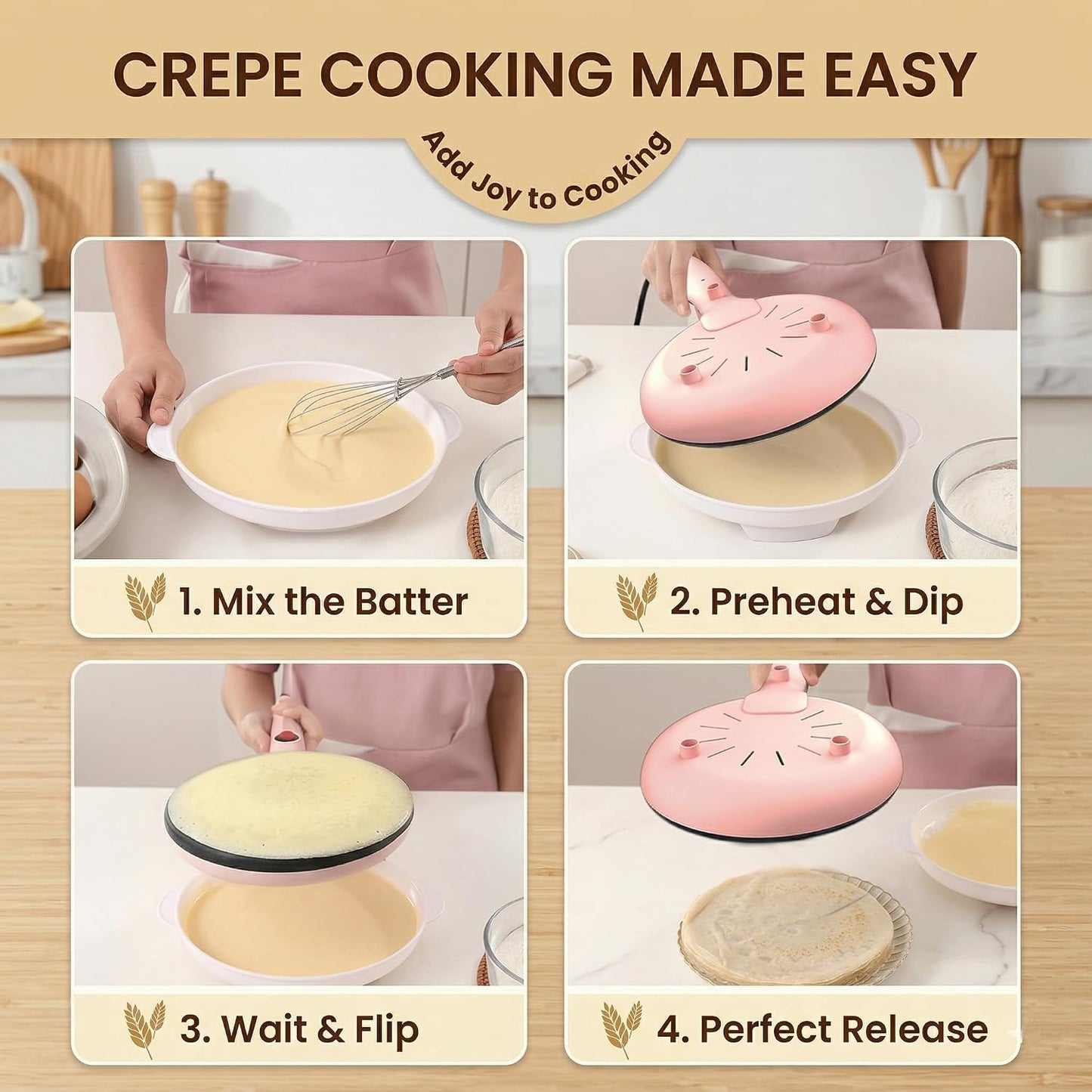 TYIIPLUS Portable 8-Inch Nonstick Electric Crepe Maker