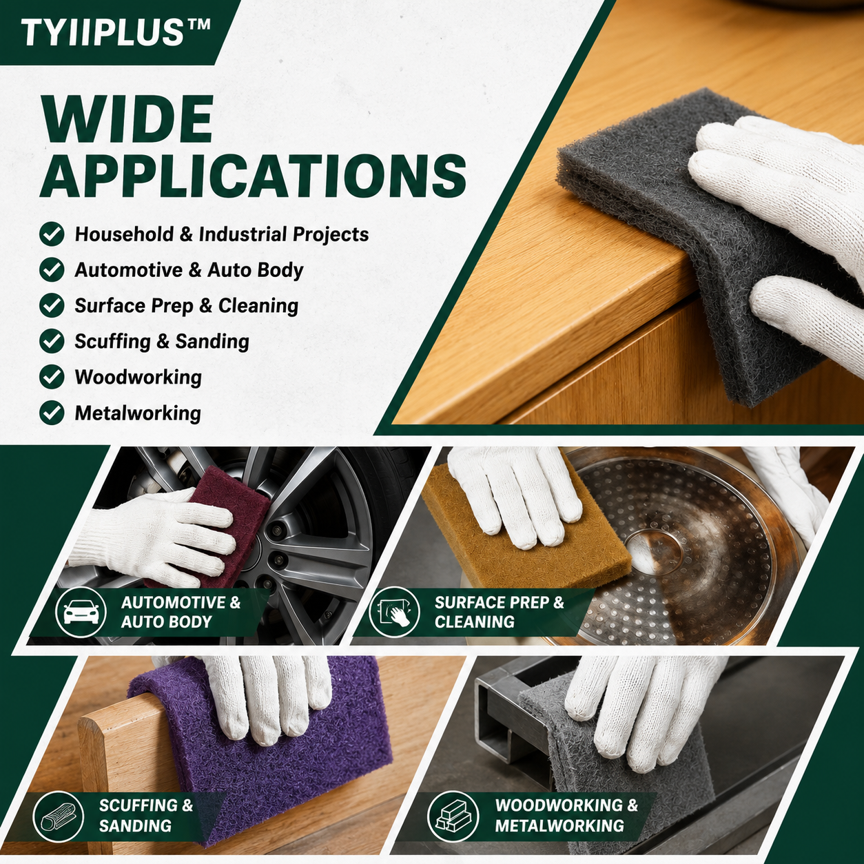 TYIIPLUS™ 3.4" × 4.9" Maroon Scuff Pads (10-Pack)