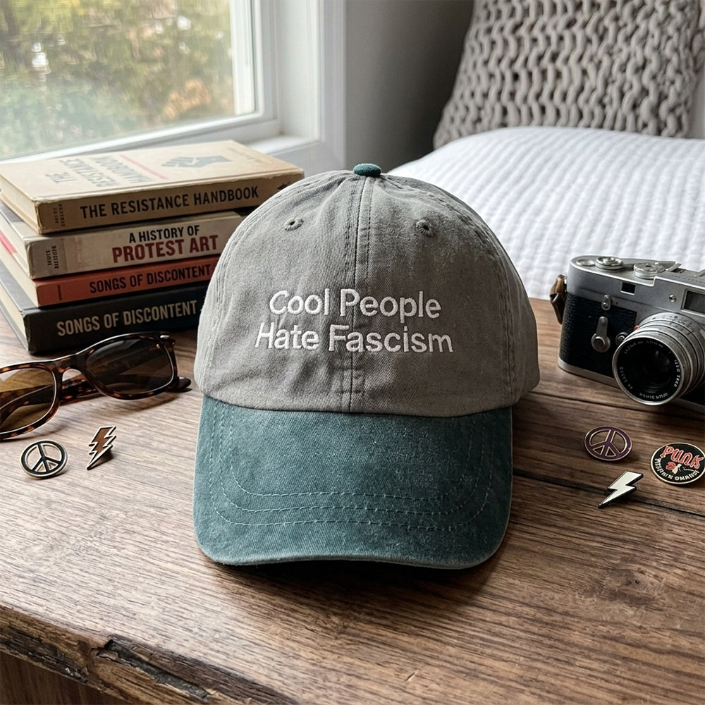 🕊️Cool People Hate Fascism Embroidered Cap