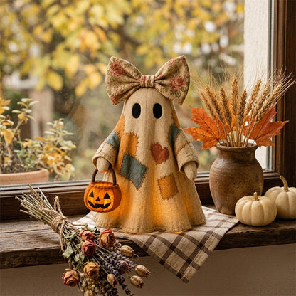 🍂👻 Lighted Vintage Patchwork Ghost