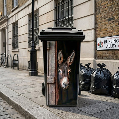 🐮 Highland Cow Floral Print Trash Can Sticker