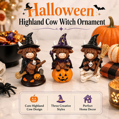 🎃🐮Halloween Highland Cow Witch Ornament