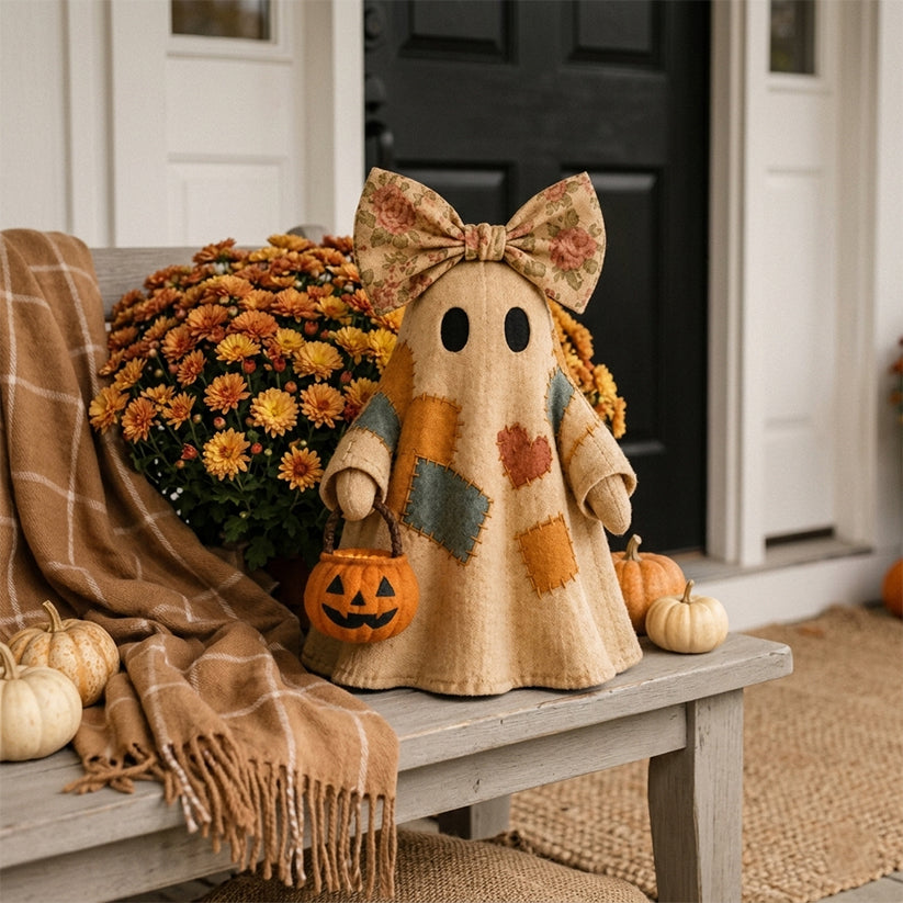 🍂👻 Lighted Vintage Patchwork Ghost