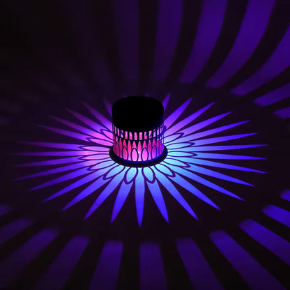 Solar Mandala Wall Light Outdoor Garden Fence Projector Lamp Patio Ambient Decor
