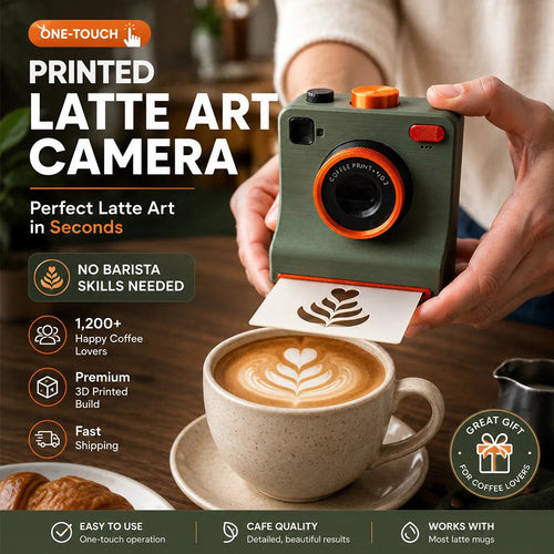 TYII™☕📸3D Printed One-Touch Latte Art Camera – Coffee Stencil Printer