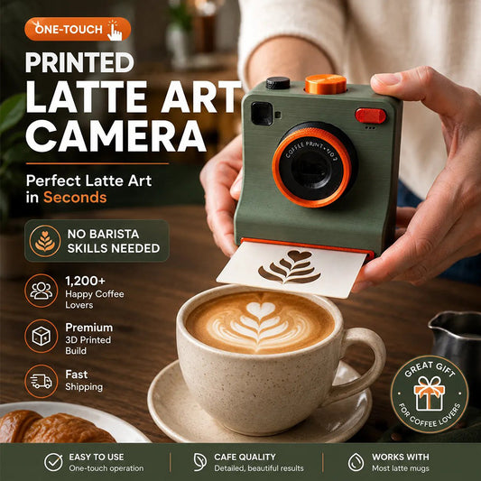 TYII™☕📸3D Printed One-Touch Latte Art Camera – Coffee Stencil Printer