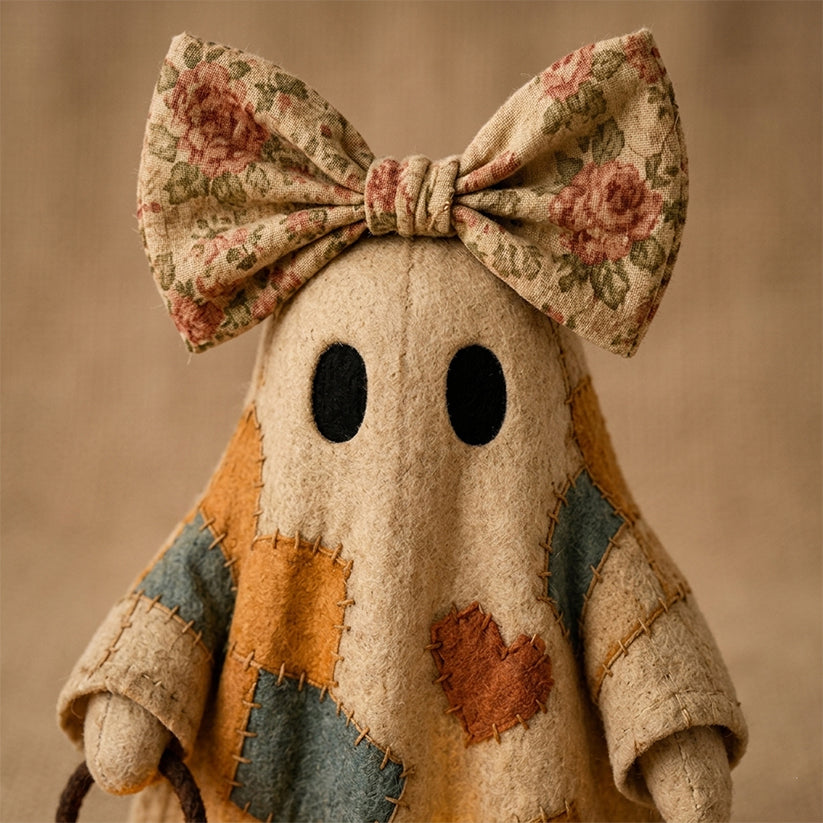 🍂👻 Lighted Vintage Patchwork Ghost