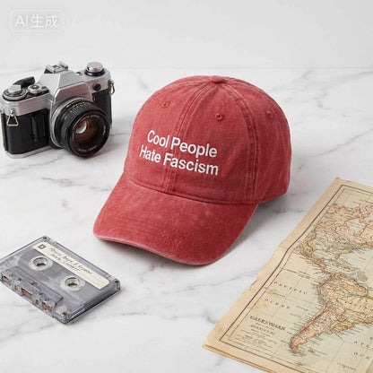 🕊️Cool People Hate Fascism Embroidered Cap