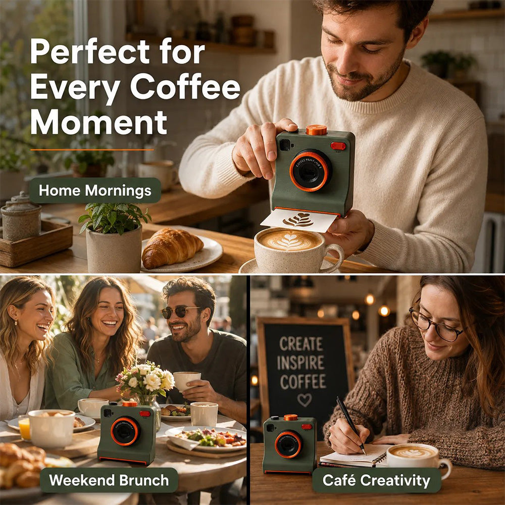 TYII™☕📸3D Printed One-Touch Latte Art Camera – Coffee Stencil Printer