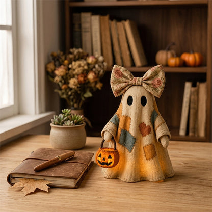 🍂👻 Lighted Vintage Patchwork Ghost