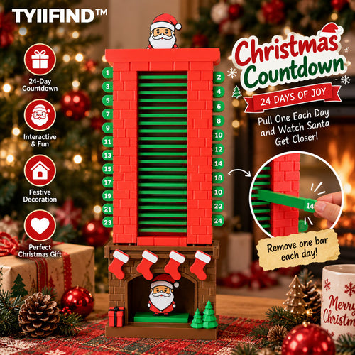 TYIIFIND™ Santa Christmas Countdown Advent Calendar – 24-Day Interactive Fireplace Countdown Decoration