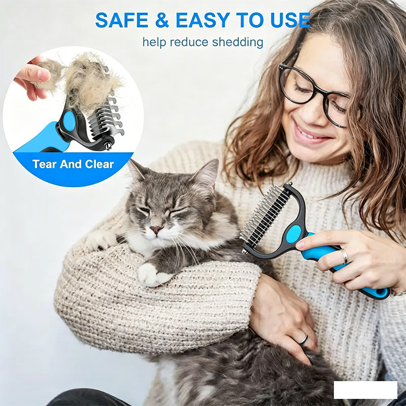 🐾 Double-Sided Deshedding Pet Brush – Dual-Sided, Ergonomic & Gentle for Dogs & Cats