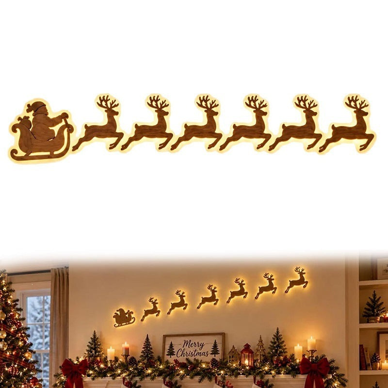 🦌 7-Piece LED Reindeer Wall Décor – Cordless Remote-Controlled Christmas Glow