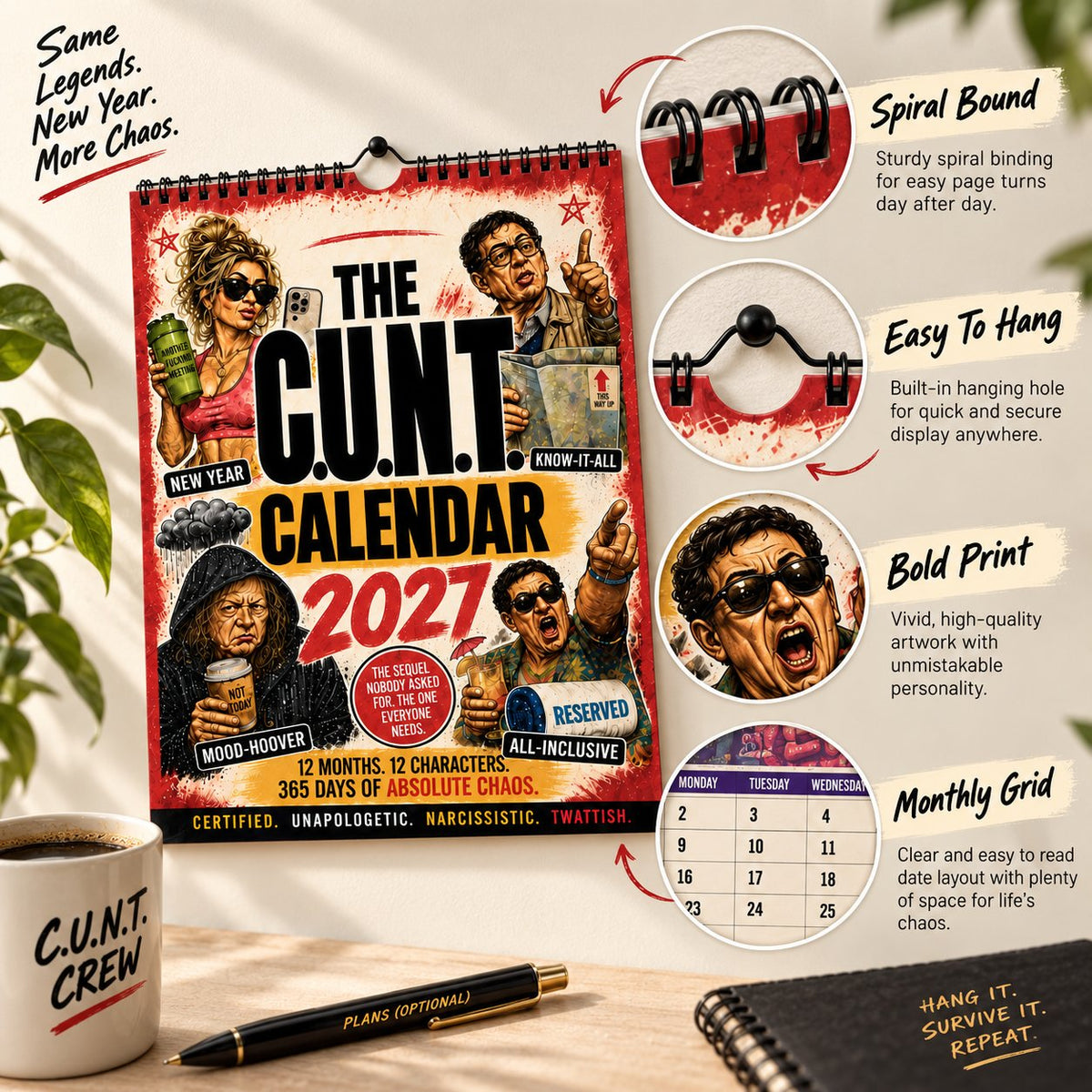 2027 C.U.N.T. Calendar - The Calendar That Finally Has A Personality 😈