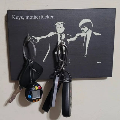 Cinematic "Where Are Your Keys?" Wall Key Holder, Wood Mounted Wall Art