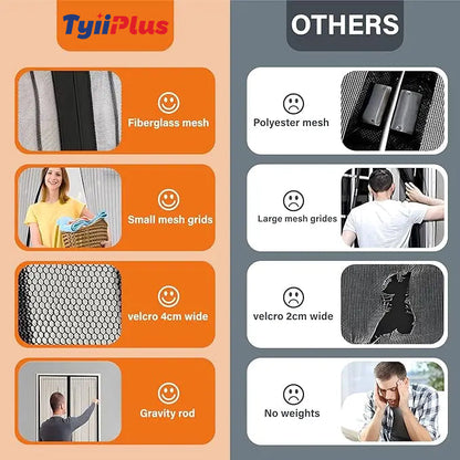 Magnetic Screen Door – Self-Sealing Mesh Curtain, Hands-Free Entry, Easy Install, Pet & Kid Friendly
