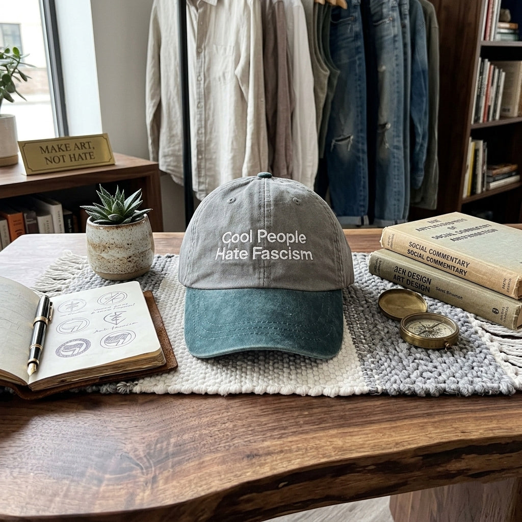 🕊️Cool People Hate Fascism Embroidered Cap