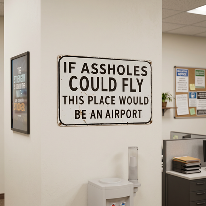 Funny "If Assholes Could Fly" Vintage Metal Sign – Hilarious Man Cave Wall Decor ✈️😂