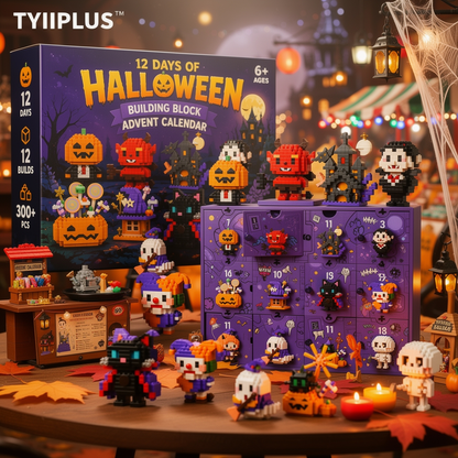 TYIIPLUS™ Halloween Building Block Advent Calendar – 12 Days, 12 Surprise Builds
