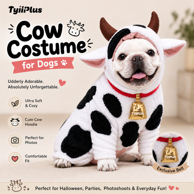 🐮 Cow Costume for Dogs | Funny Plush Dog Cow Outfit | TYIIPLUS™
