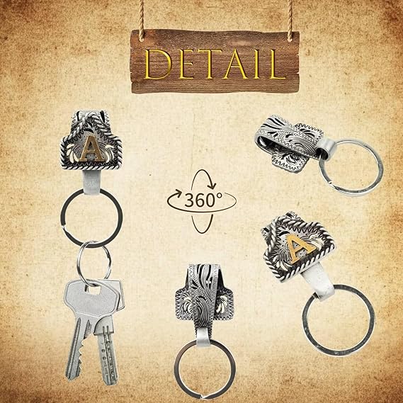 Handmade Cow Tag Belt  Key Holder with Custom Initial