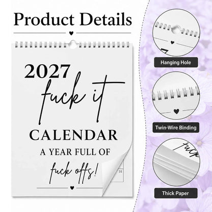 Fuck It Calendar 2027, Funny Sweary Wall Calendar