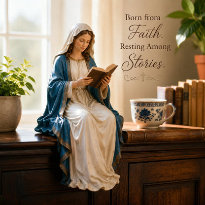 📚🕊️ Bring Divine Peace to Your Library. Virgin Mary Reading Figure