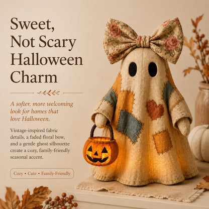 🍂👻 Lighted Vintage Patchwork Ghost