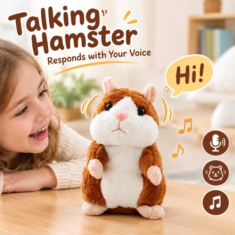 🐹 Talking Hamster Plush – repeats whatever you say, auto head-shaking, hilarious fun for kids & adults🎁